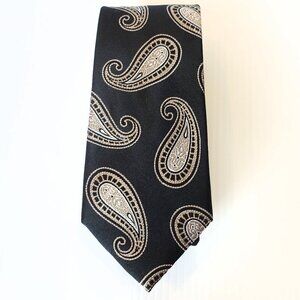 MICHAEL KORS Black Beige Pine Paisley Silk Classic Tie